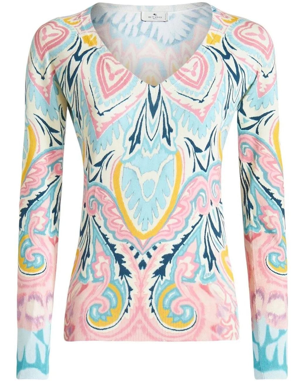 Etro Multicolor Printed Silk-blend Sweater