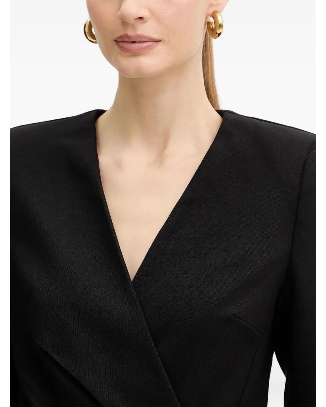 Morgan Black V-Neck Single-Breasted Mini Dress