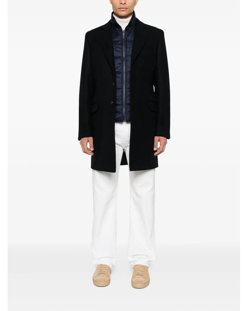 Fay Blue Single-Breasted Layered Coat for men