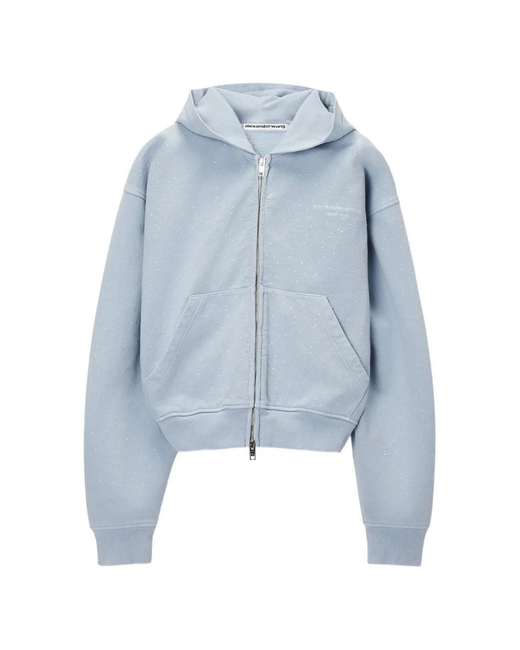 Alexander Wang Blue Crystal Embellished Zip-Up Hoodie