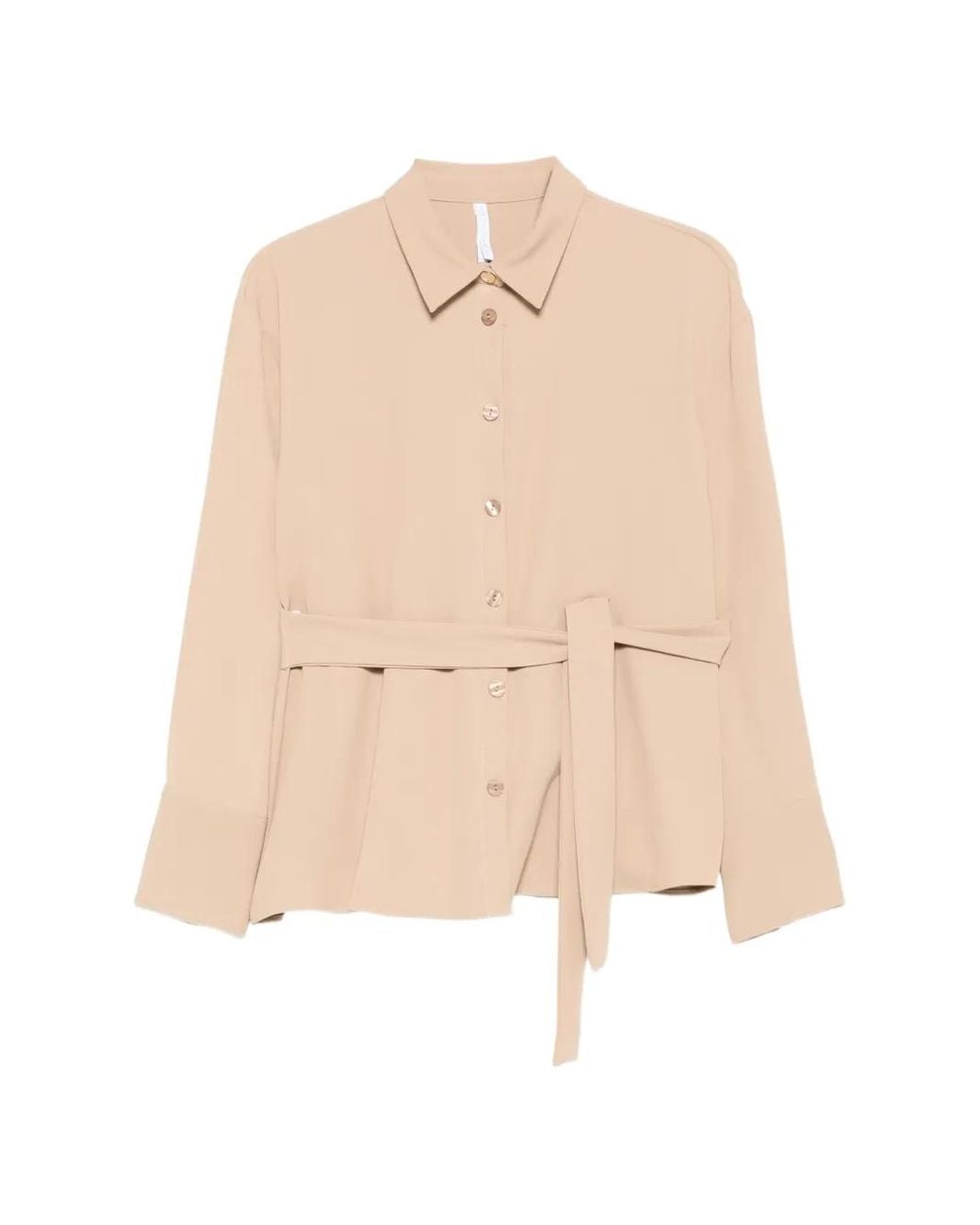 Imperial Button-Down Blouse Met Ceintuur in het Natural