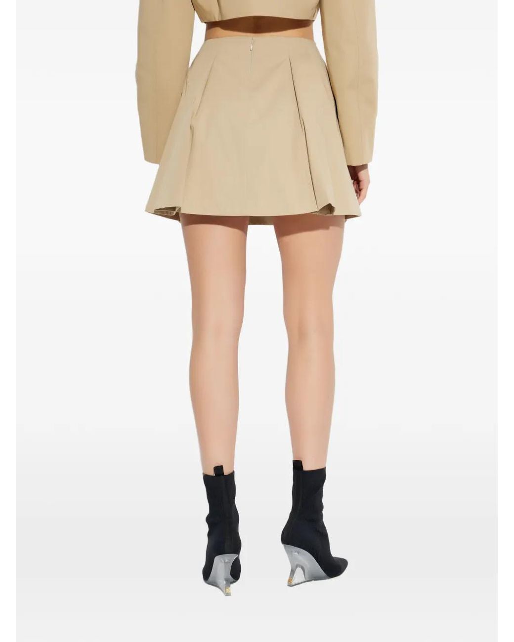 Balmain Natural Chain-Embellished A-Line Skirt