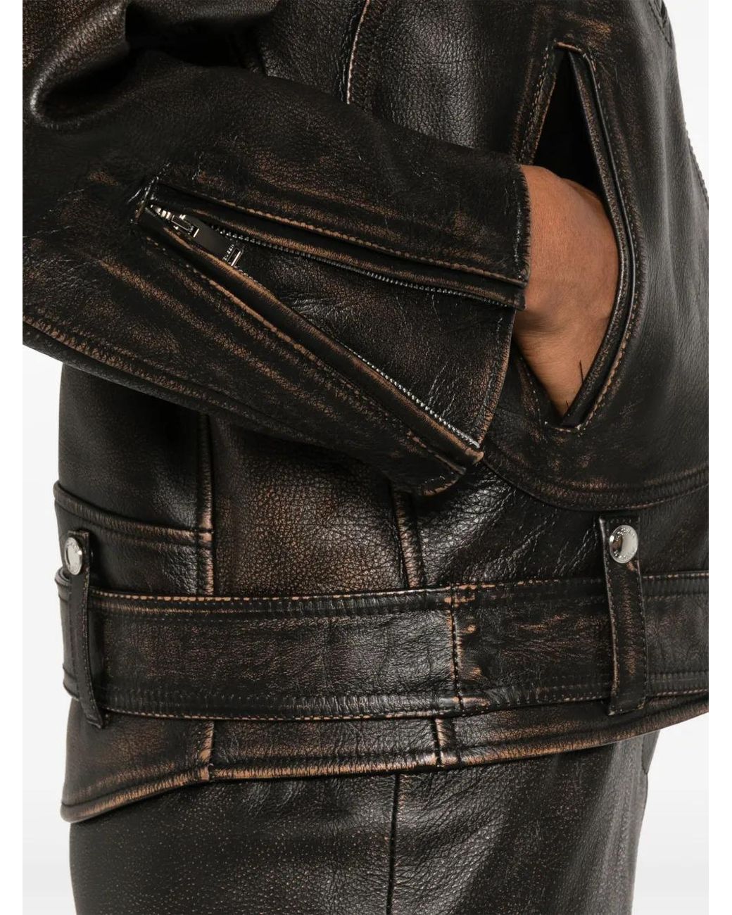 Chaqueta Biker De Piel McQueen de color Black