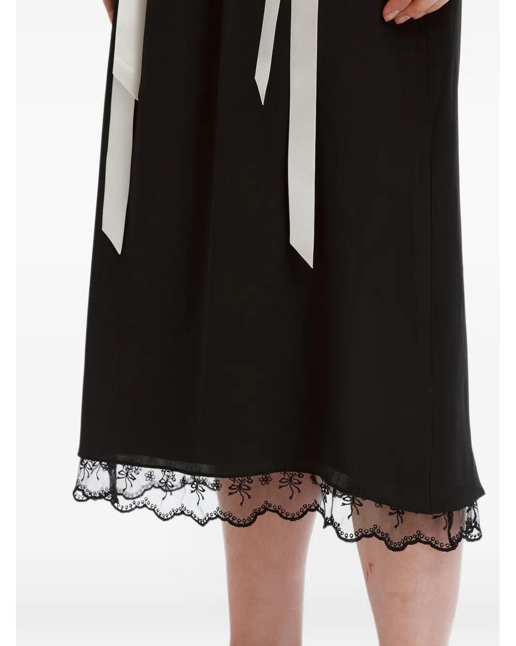 Simone Rocha Black Negligee Lace-Trim Midi Skirt