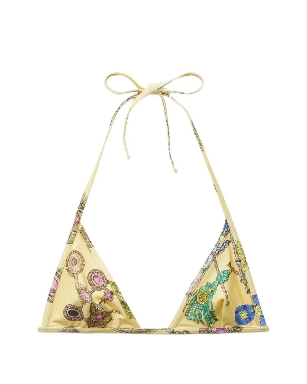 Versace Metallic Printed Bikini Top Swimwear
