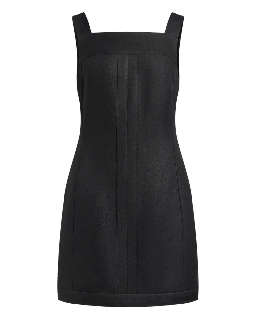 12 STOREEZ Black Square-Neck Linen Mini Dress