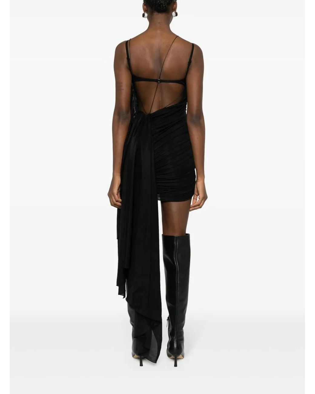 Mugler Black Open-back Draped Minidress