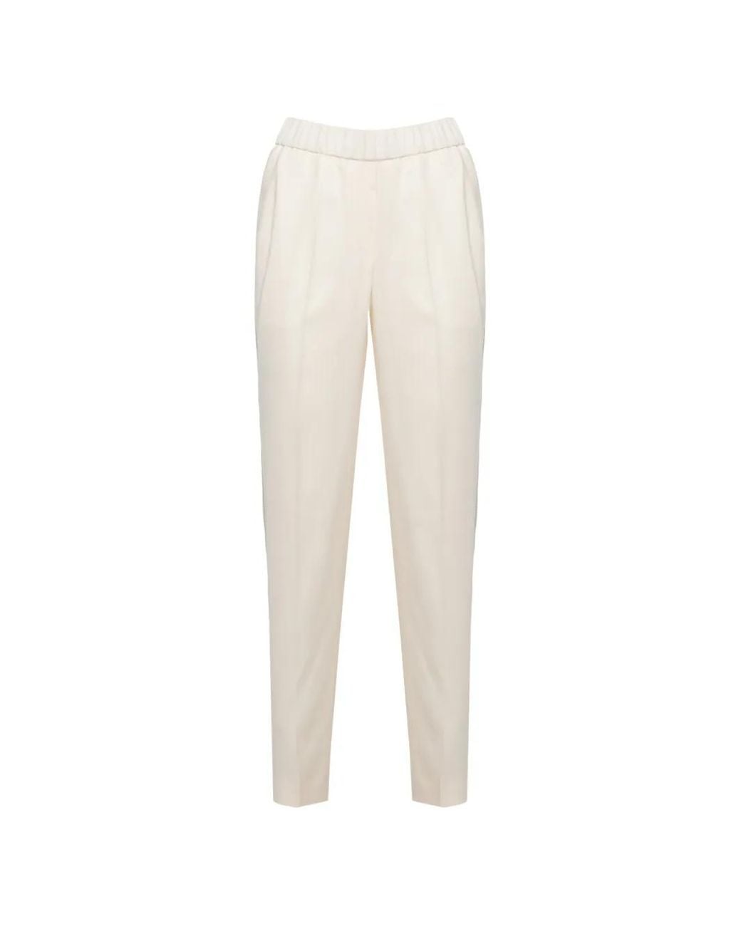Peserico White Aurea Chain-Link-Trim Tailored Trousers