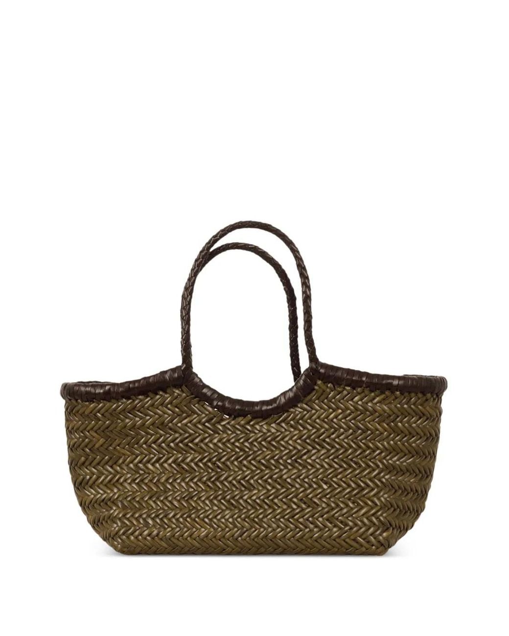 Dragon Diffusion Brown Small Nantucket Woven Leather Tote Bag