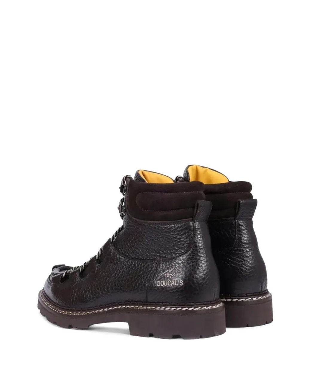Doucal's Black Grained-Leather Panelled Boots for men