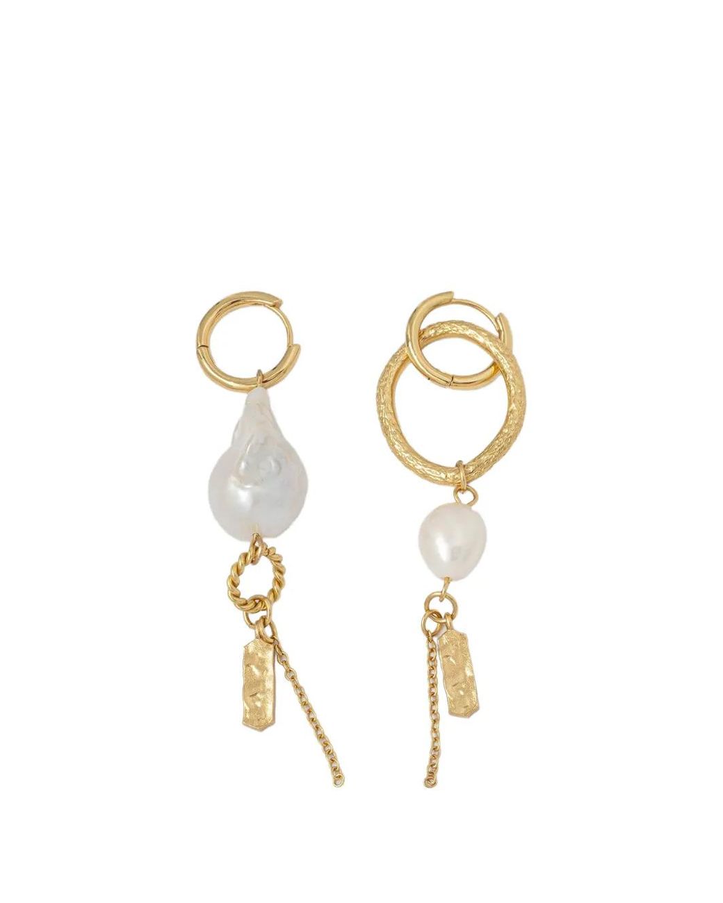 Sessun Metallic Toti Pearl-Pendant Hoop Earrings
