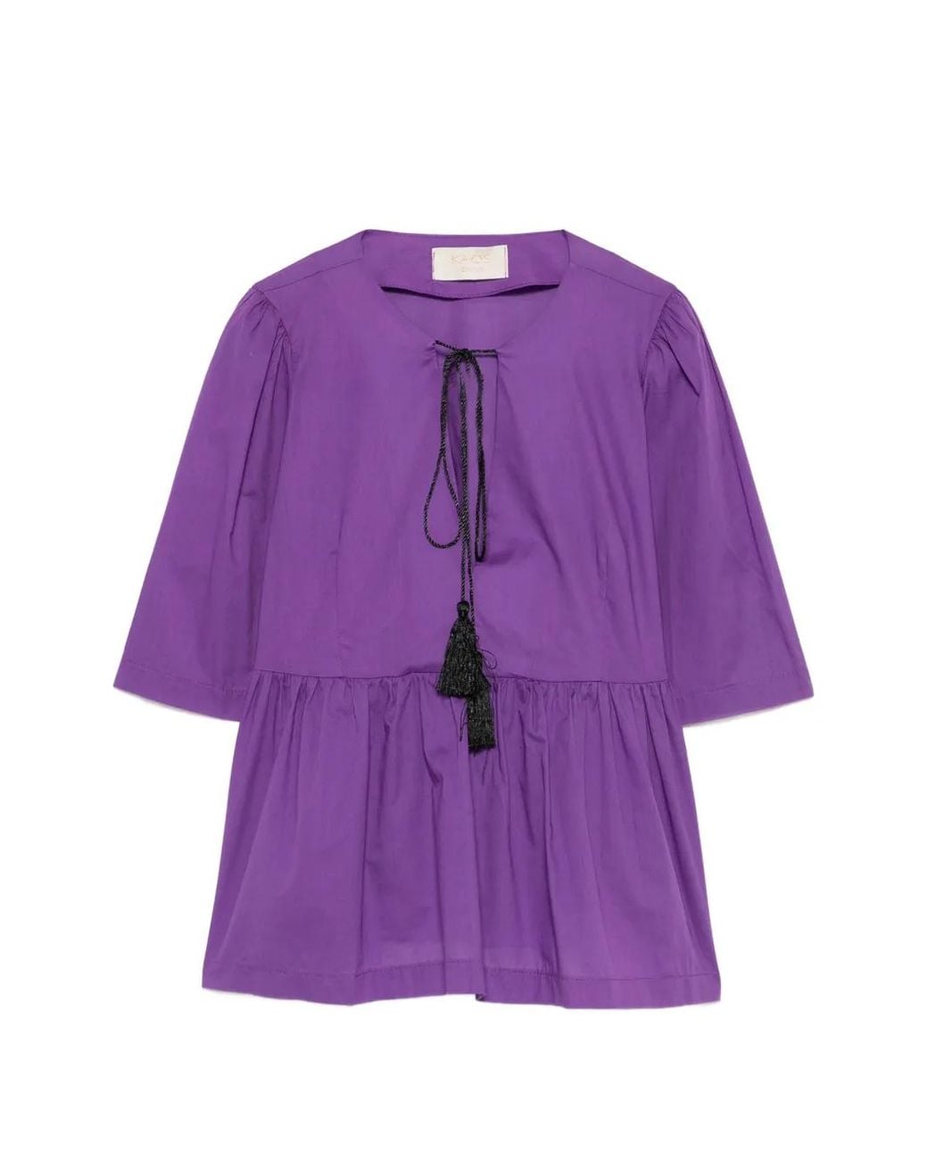 Kaos Purple Tassel-Detail Peplum Blouse