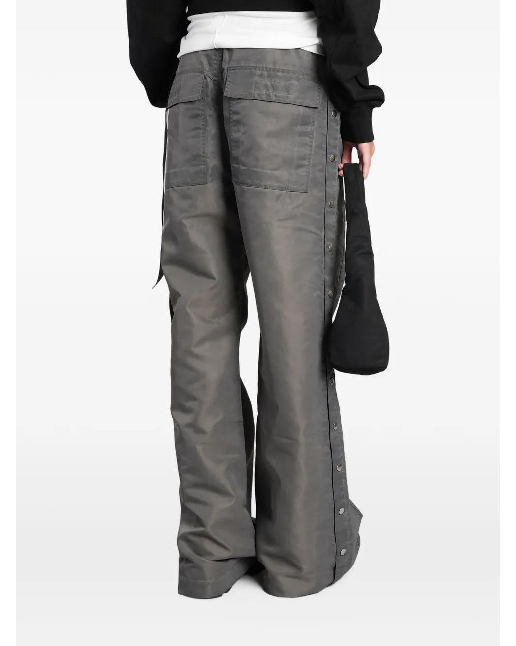 Rick Owens Gray Press-Stud Drawstring Wide-Leg Trousers