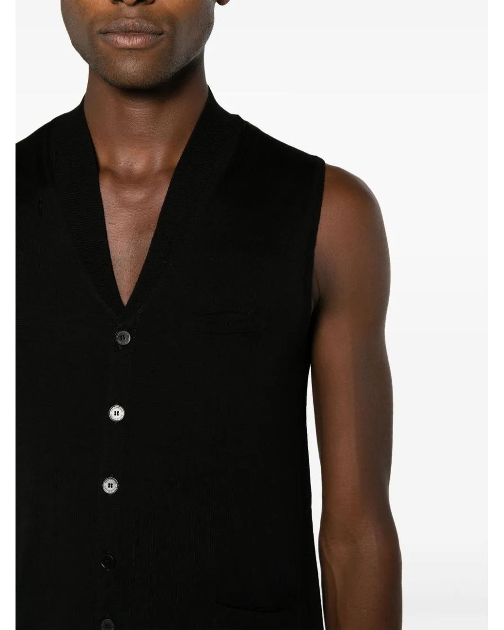Ballantyne Black V-Neck Wool Vest for men