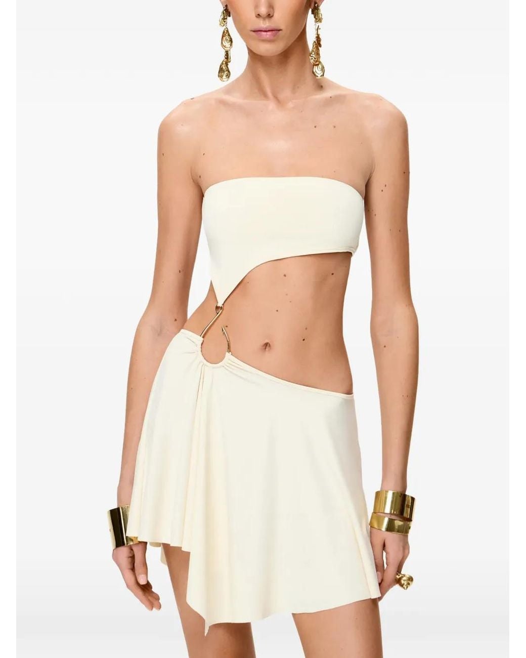 Korobeynikov White Cut-Out Hook-Detail Mini Dress