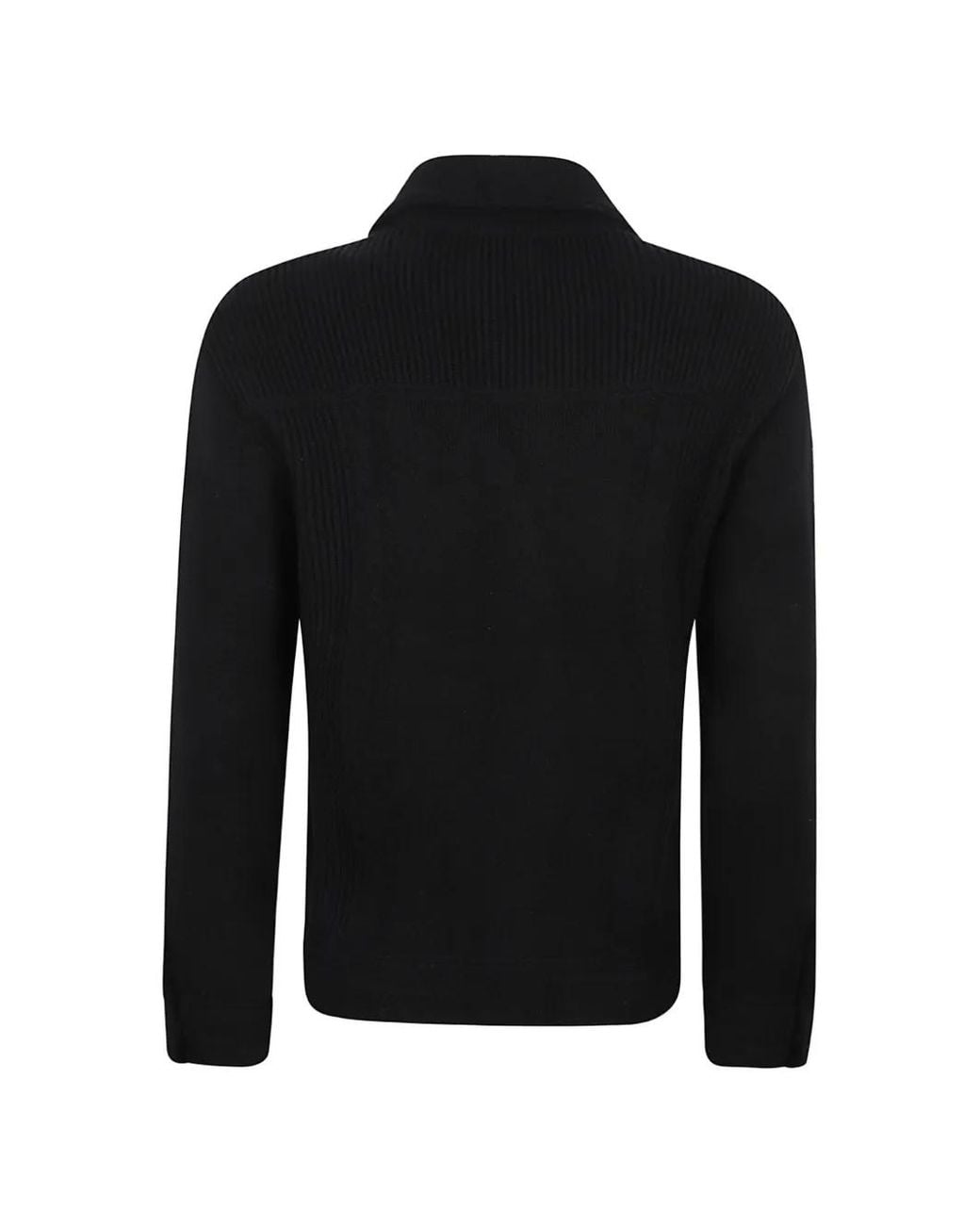 Barrie Black Ribbed-Knit Button-Up Jacket