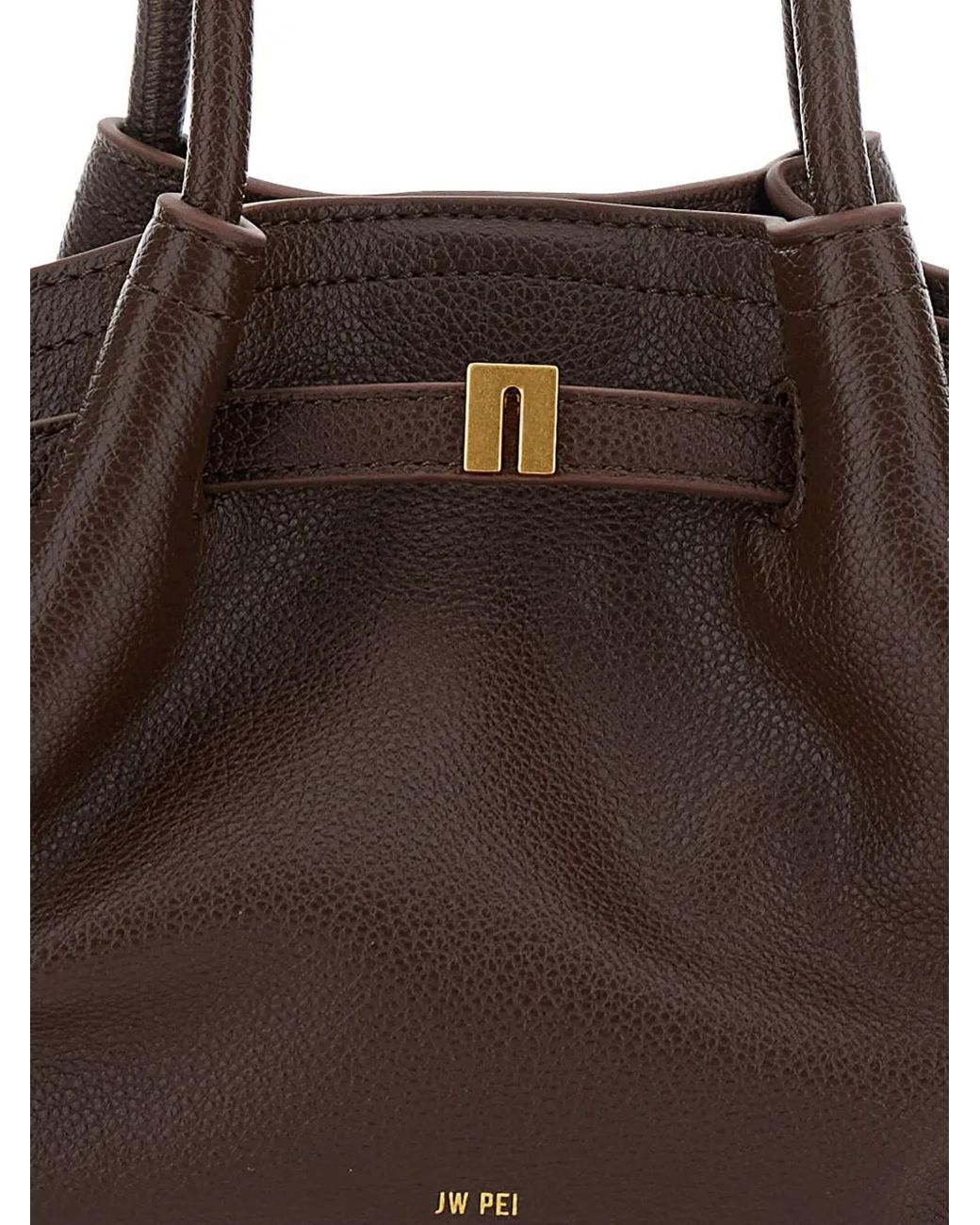 JW PEI Brown Mini Hana Pleated Clasp Tote Bag