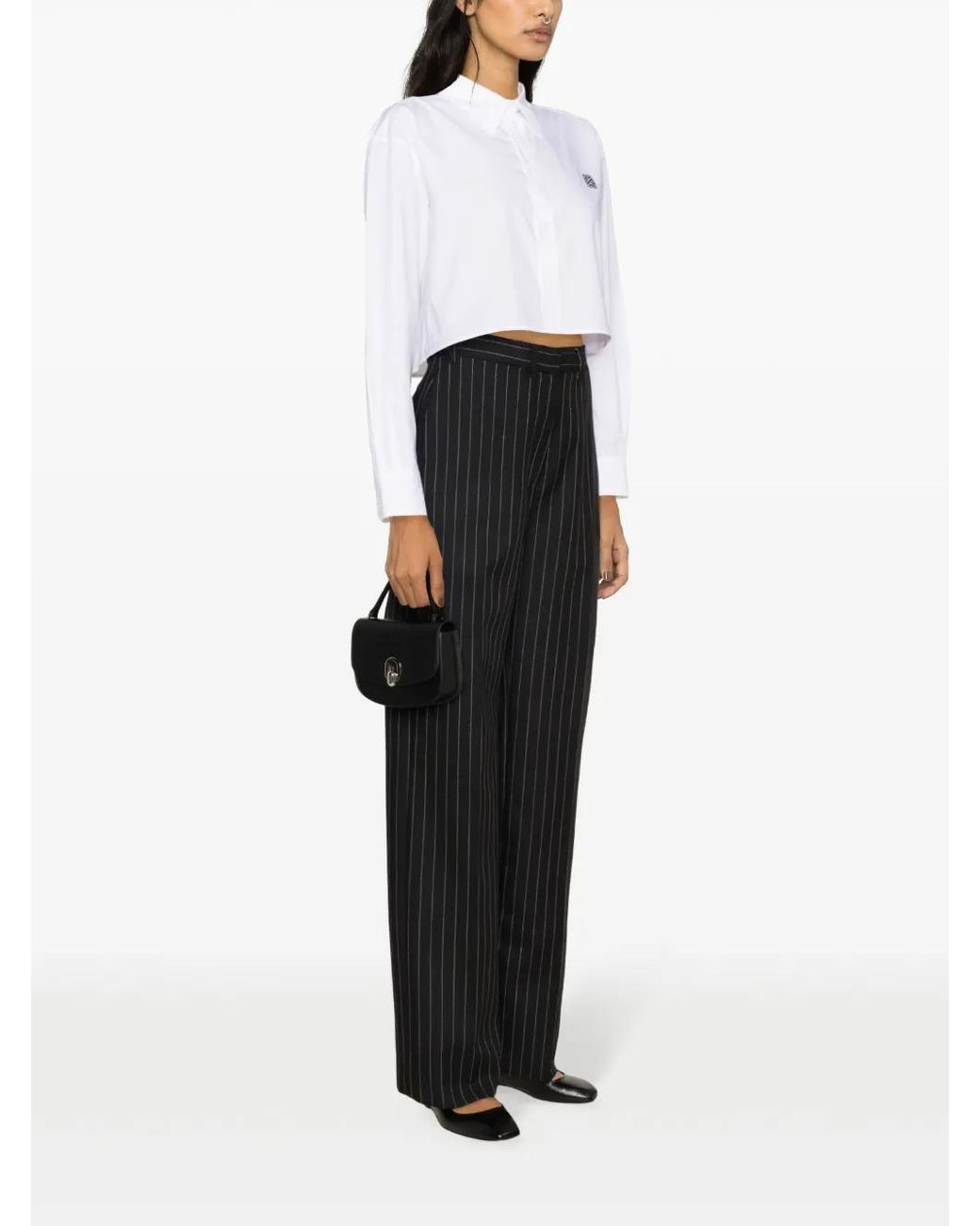 Sandro Cropped Popeline Katoenen Blouse in het White