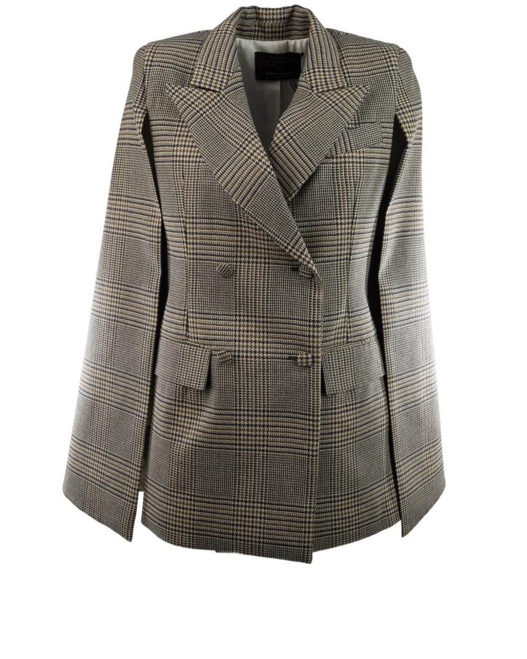 Federica Bonifaci Gray Prince Of Wales Check Double-Breasted Jacket