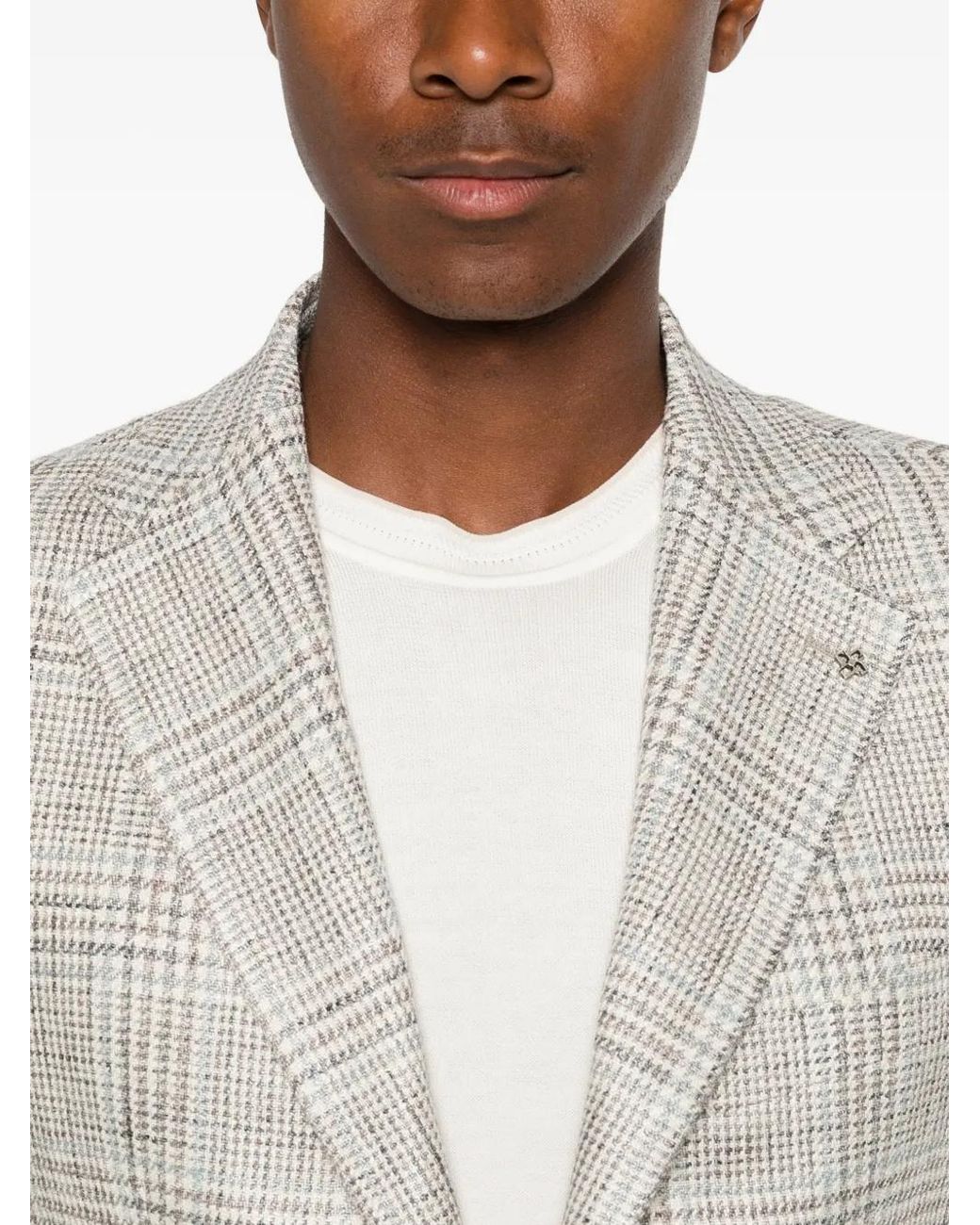 Tagliatore White Check-Pattern Blazer for men