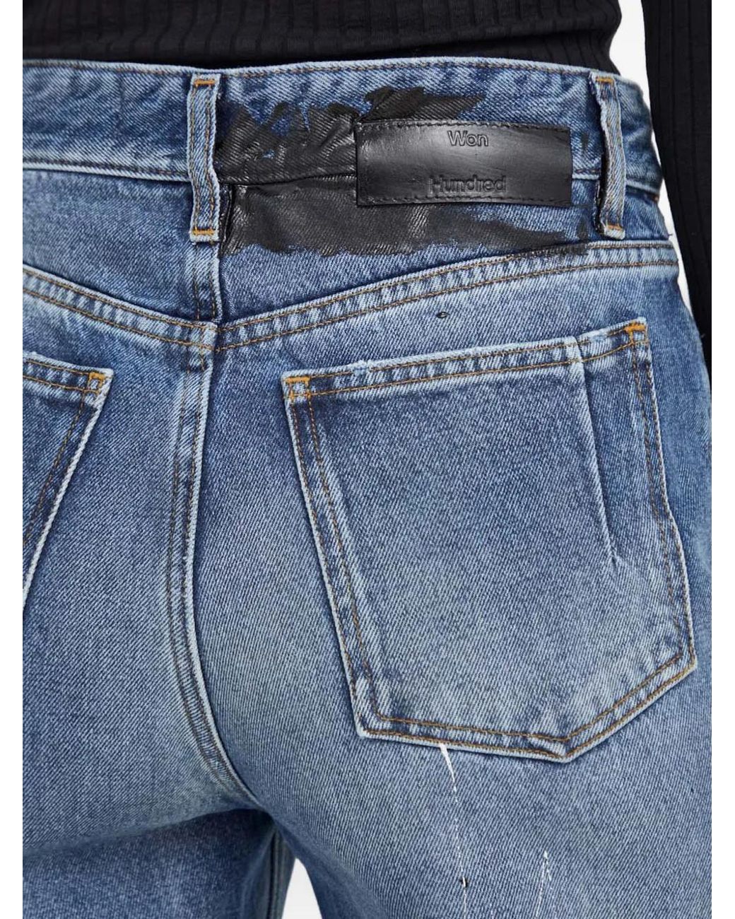 Won Hundred Blue Paint-Detail Jeans