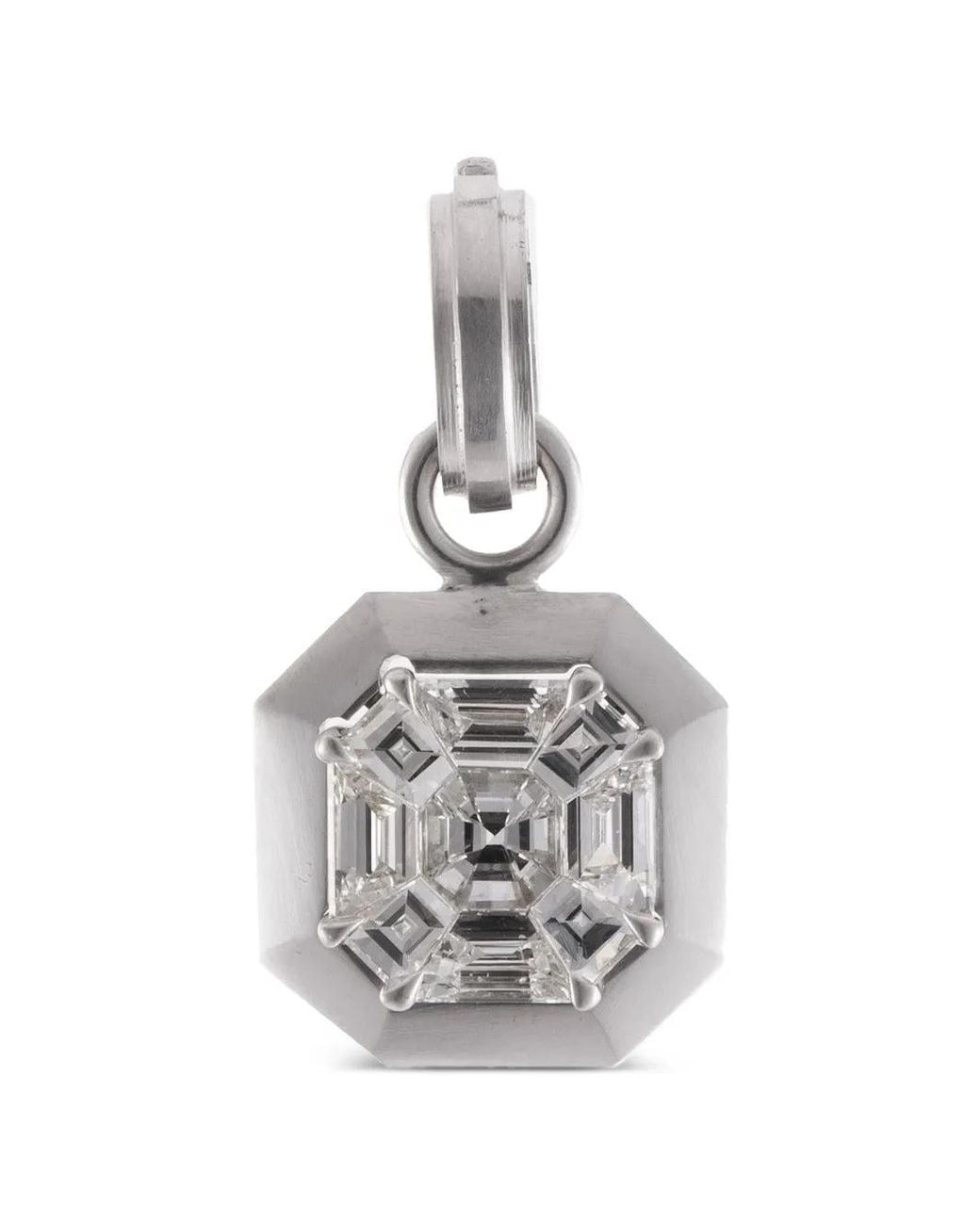 Sylva & Cie White Pendentif En Mosaïque À Diamants