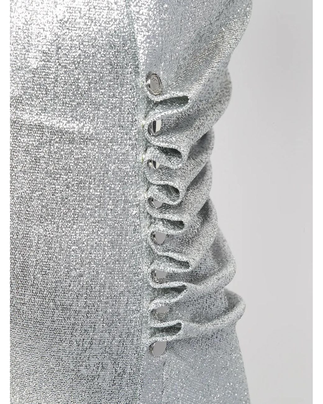 Rabanne Gray Metallic Ruched Side Dress