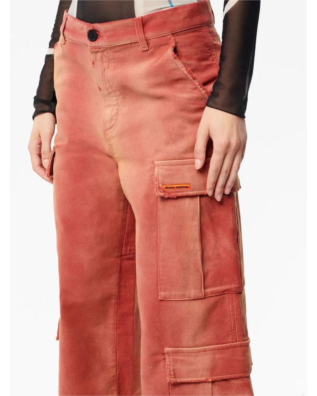 Heron Preston Red Distressed-Effect Cargo Pants