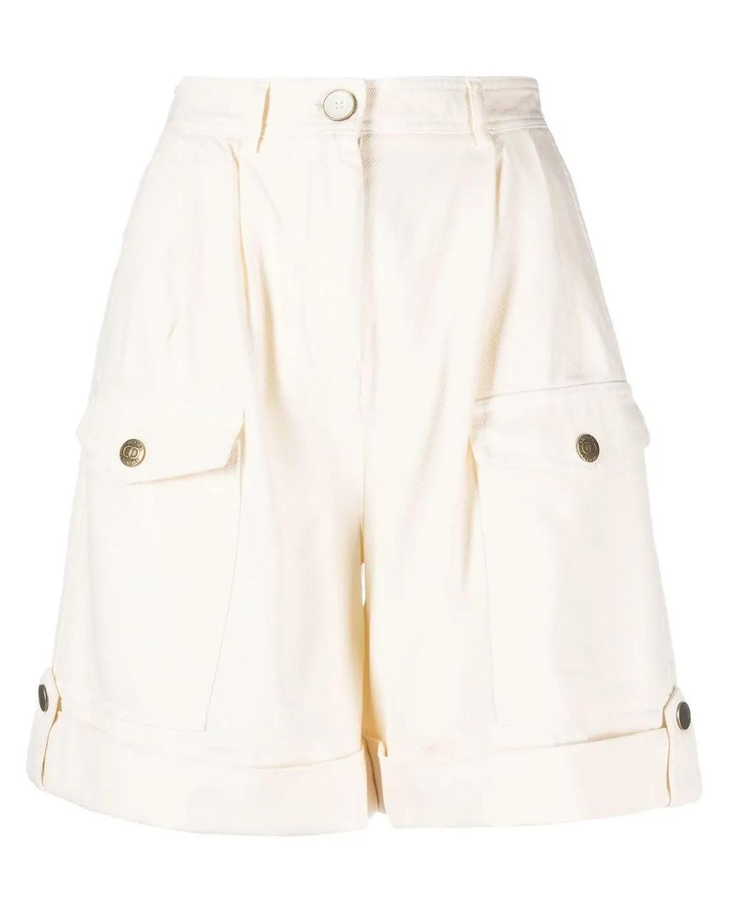 Twinset Natural Belted Cotton Cargo Shorts