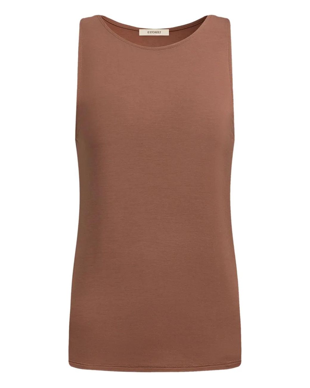 12 STOREEZ Brown Sleeveless Tank Top