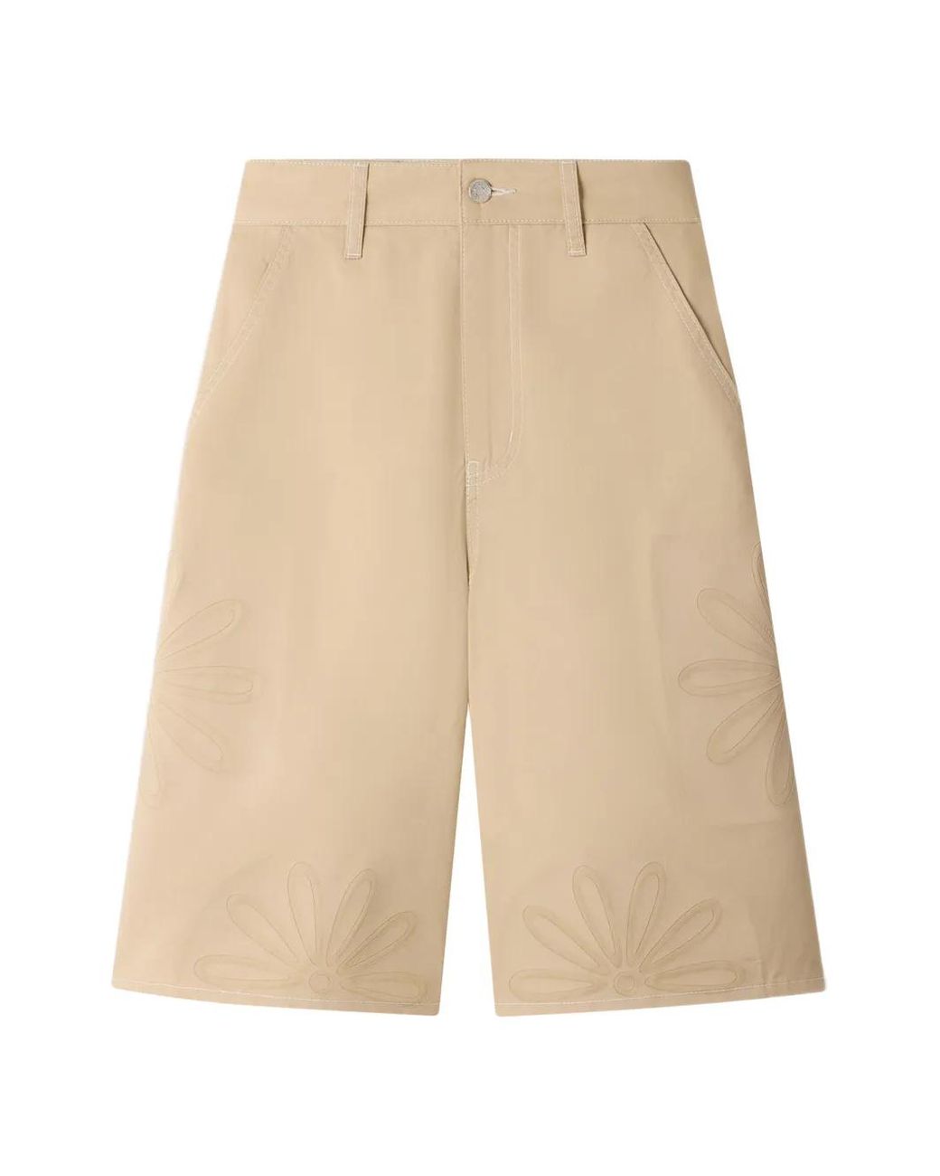 Sandro Natural Cotton Bermudas With Flower Details