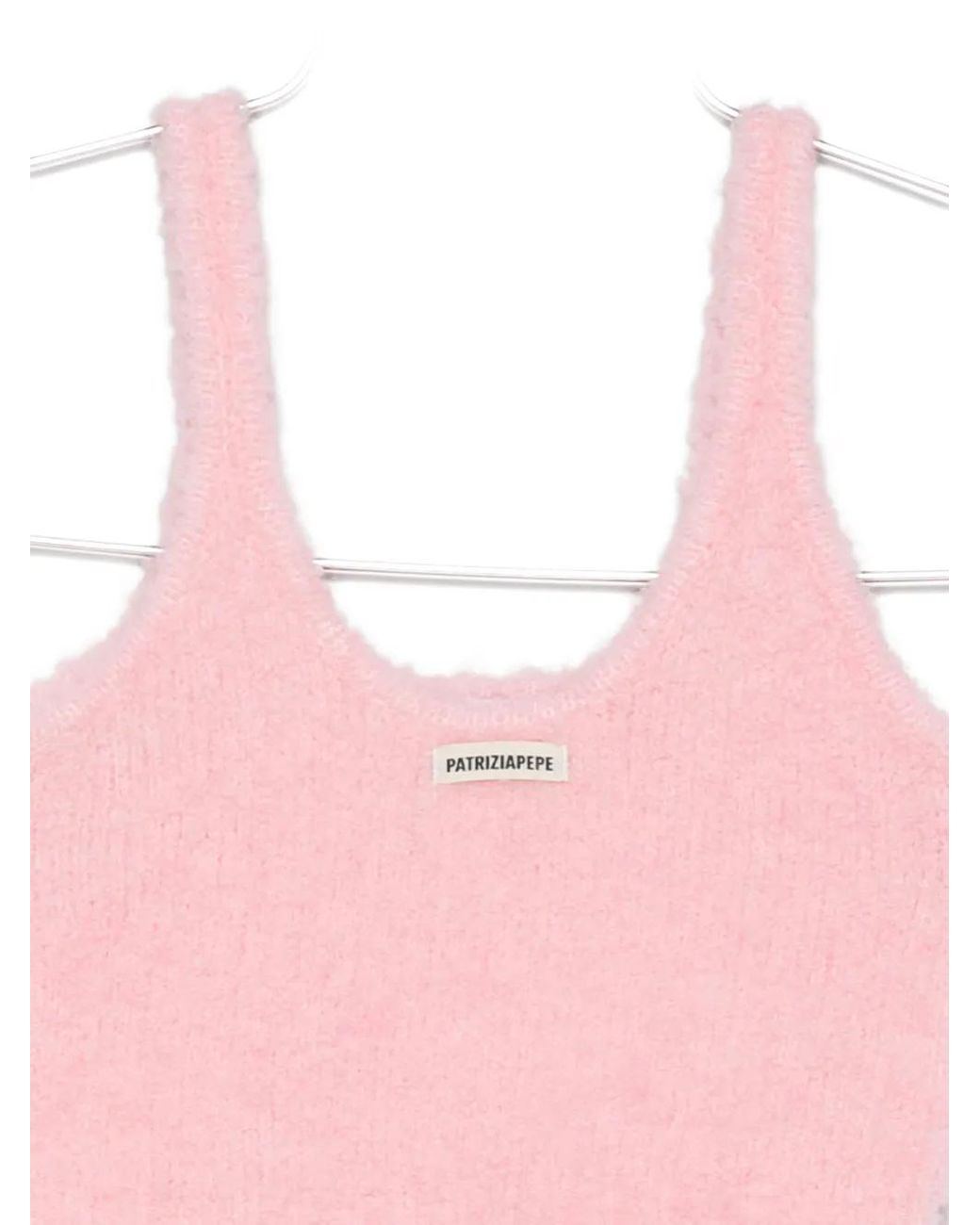 Patrizia Pepe Pink Logo-Patch Knitted Top