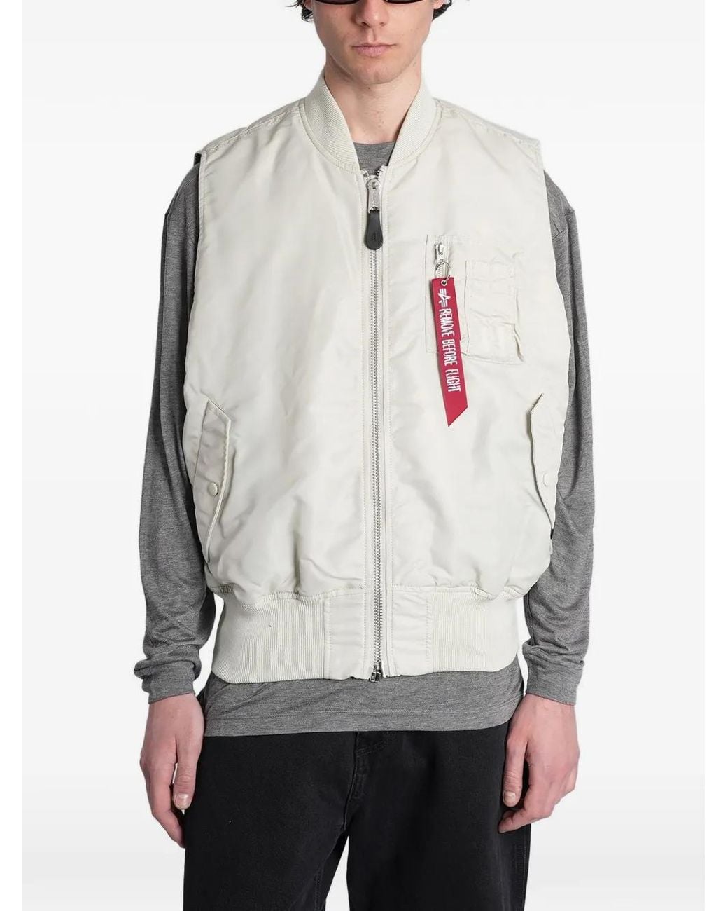 Alpha Industries Gray Gilet Ma-1 À Poches Multiples for men