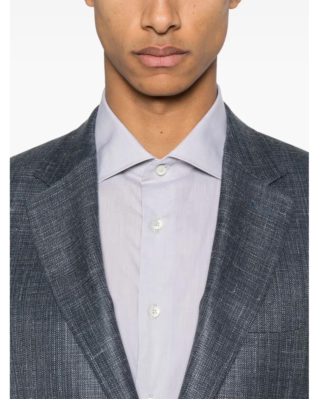 Canali Blue Slub-Texture Blazer for men