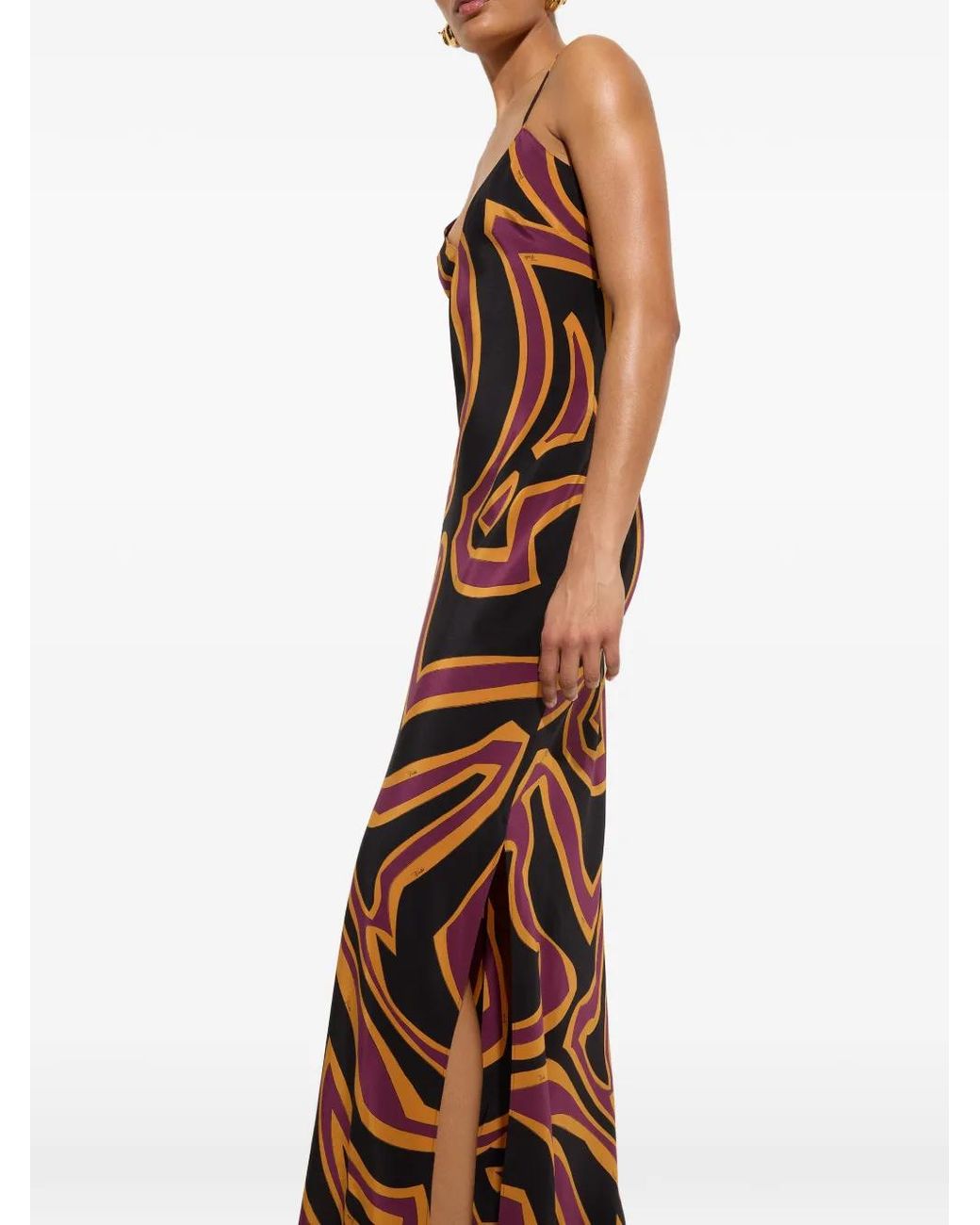 Emilio Pucci Brown Labirinto-Print Crêpe De Chine Maxi Dress