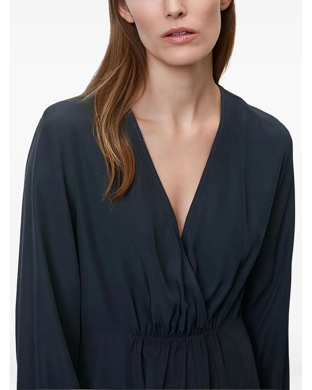 Marc O' Polo Blue V-Neck Long-Sleeve Dress