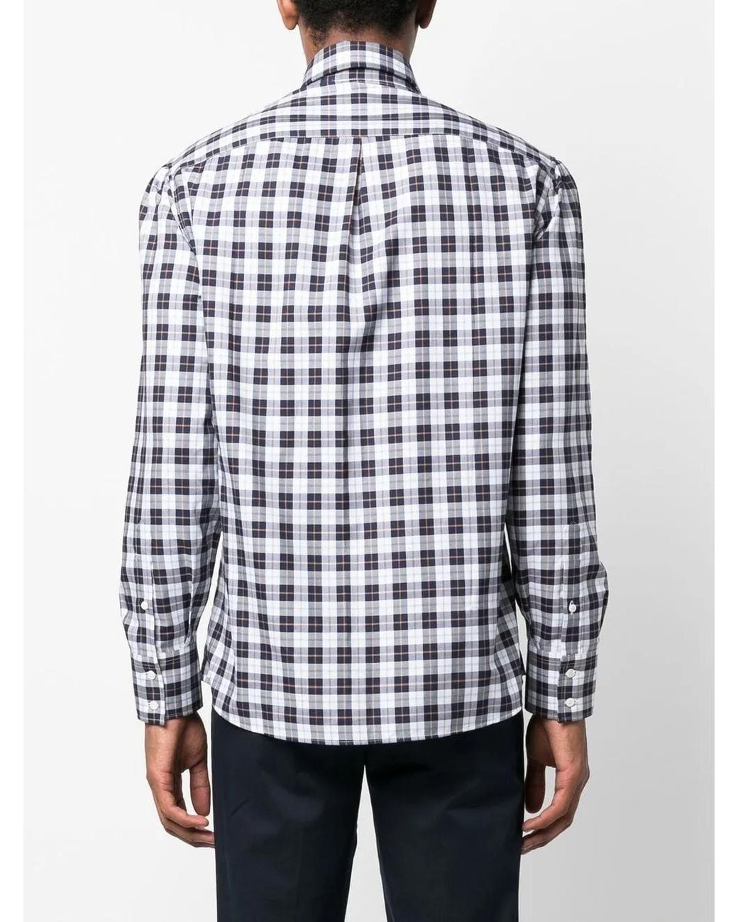 Brunello Cucinelli Blue Check-Print Shirt for men