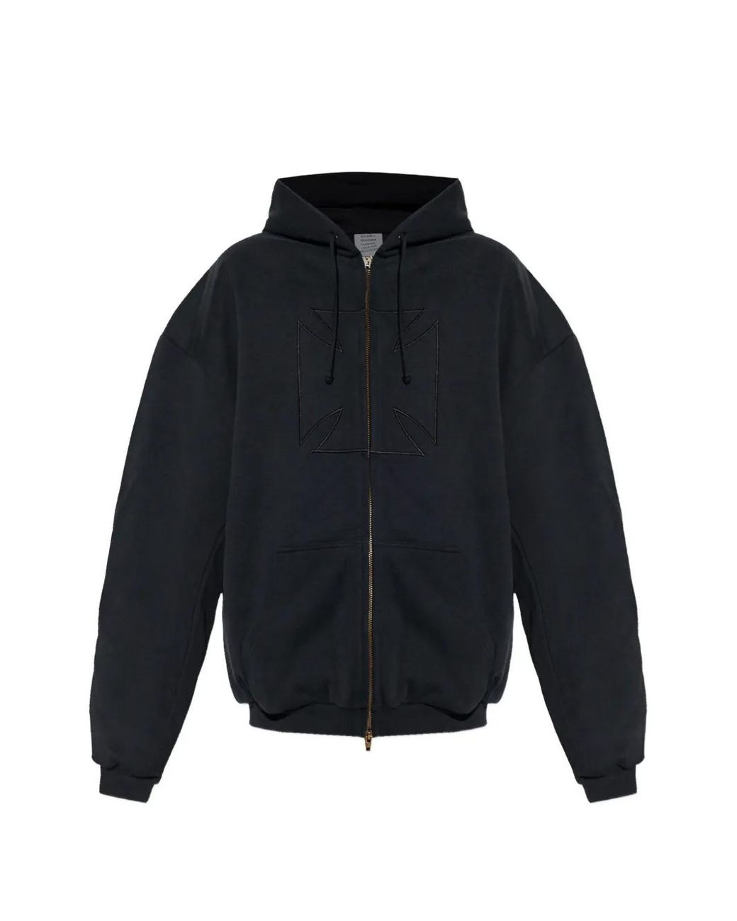 Vetements Black Embridered Cross Hoodie for men