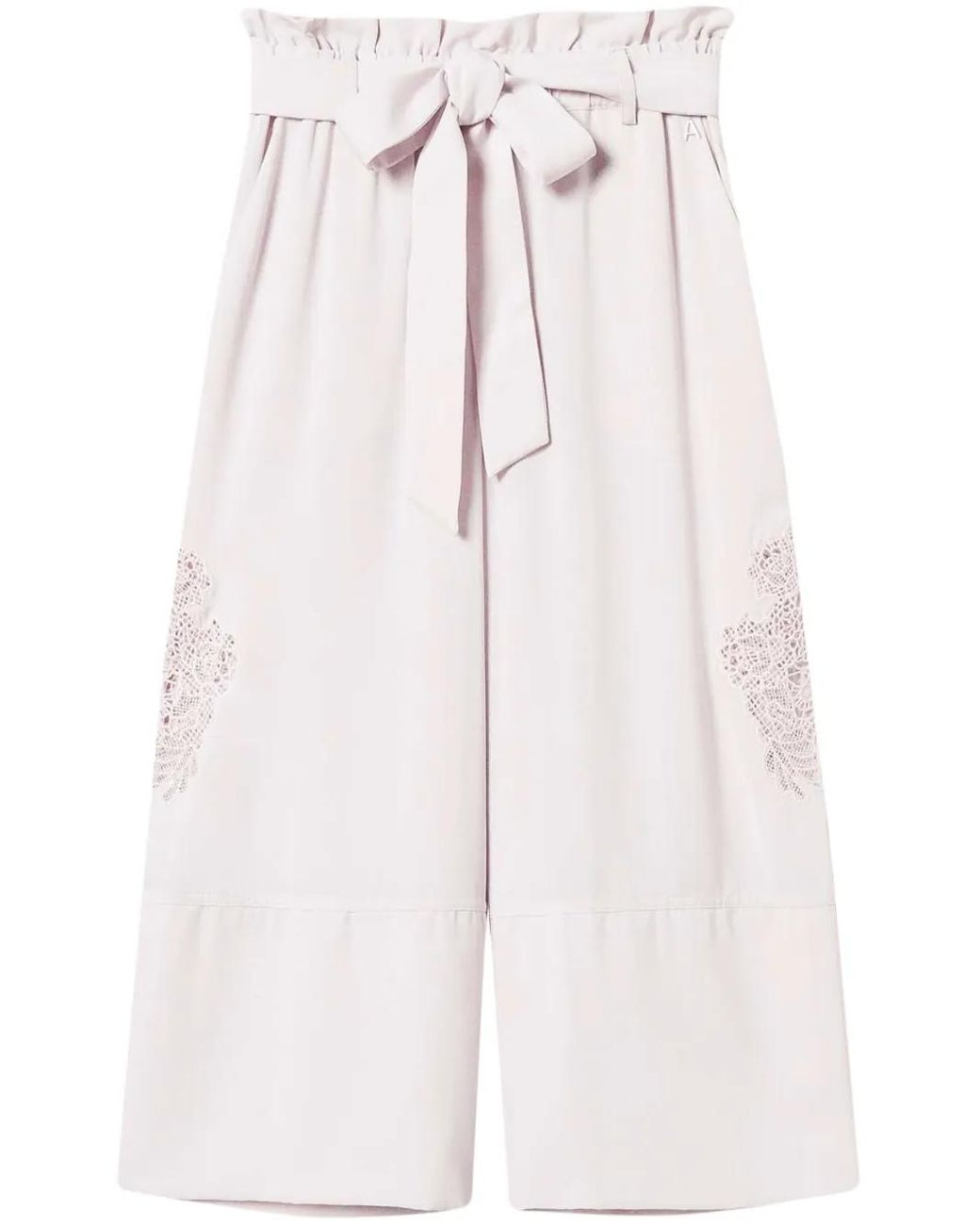 Twinset White Cropped Twill Trousers