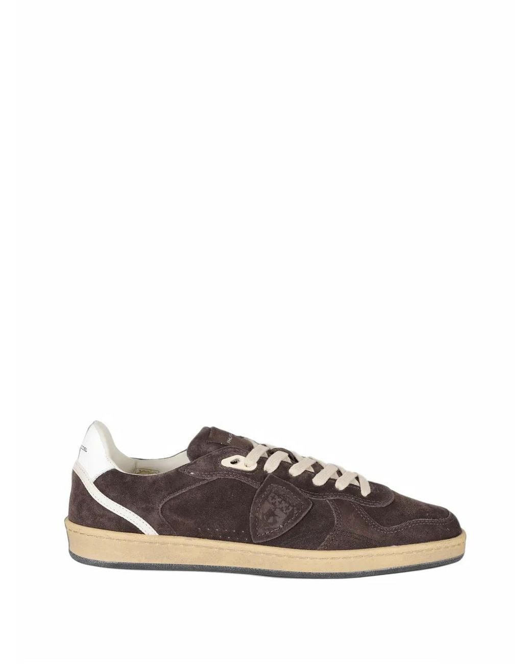 Philippe Model White Suede Logo-Patch Sneakers for men