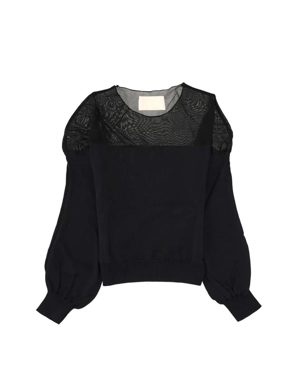 Circus Hotel Black Long-Sleeve Round-Neck Top