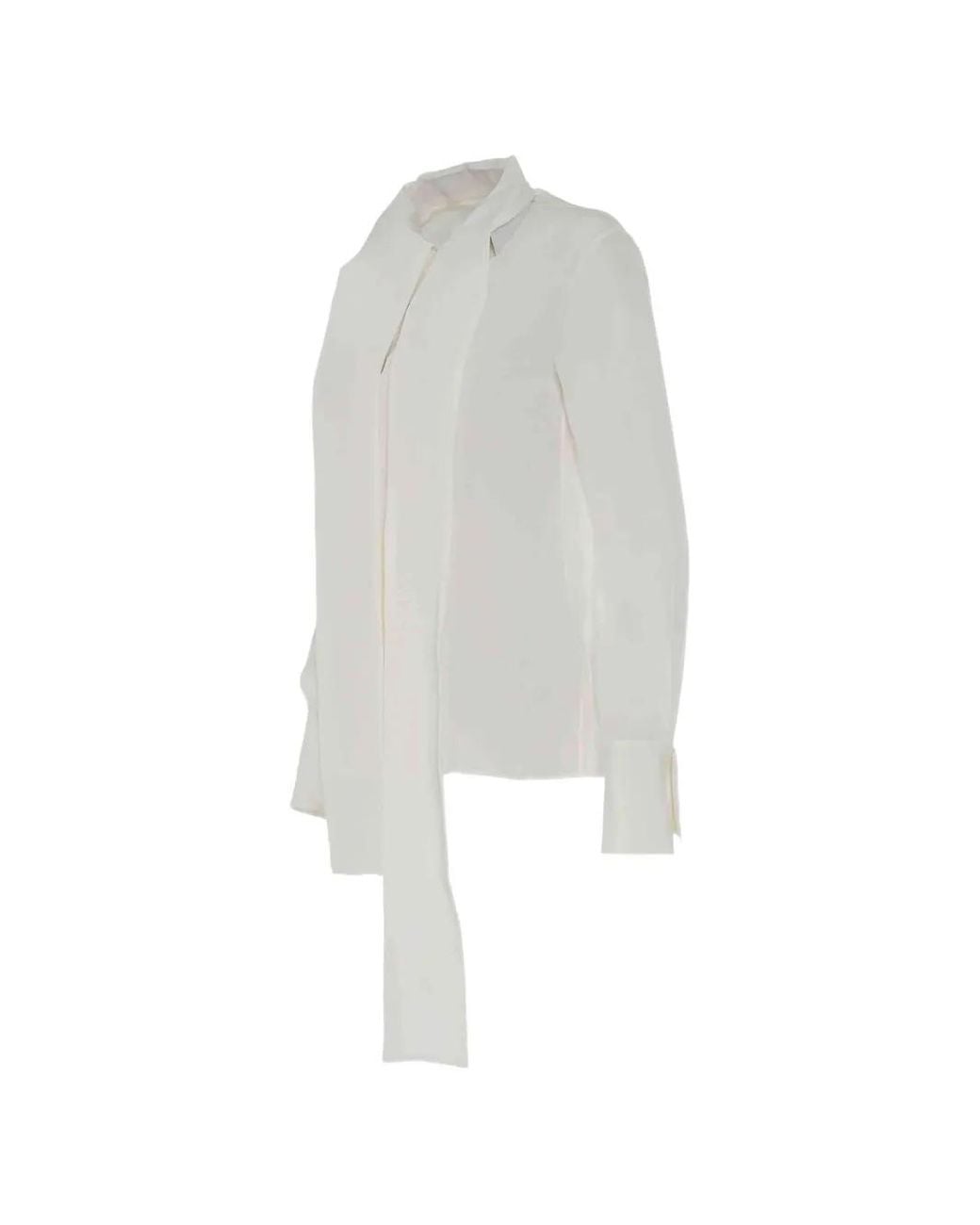 Givenchy White Lavallière-Neck Silk Blouse