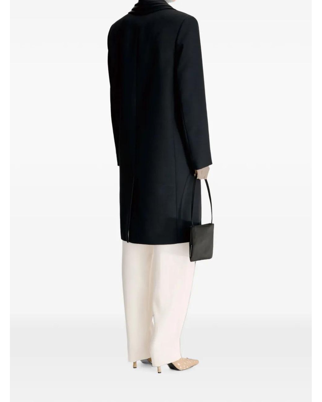 Loulou de Saison Black Ieva Draped Shawl-Collar Coat