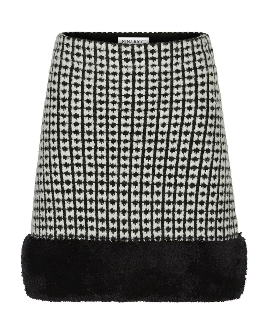 Nina Ricci Black Tweed-Effect Knitted Miniskirt