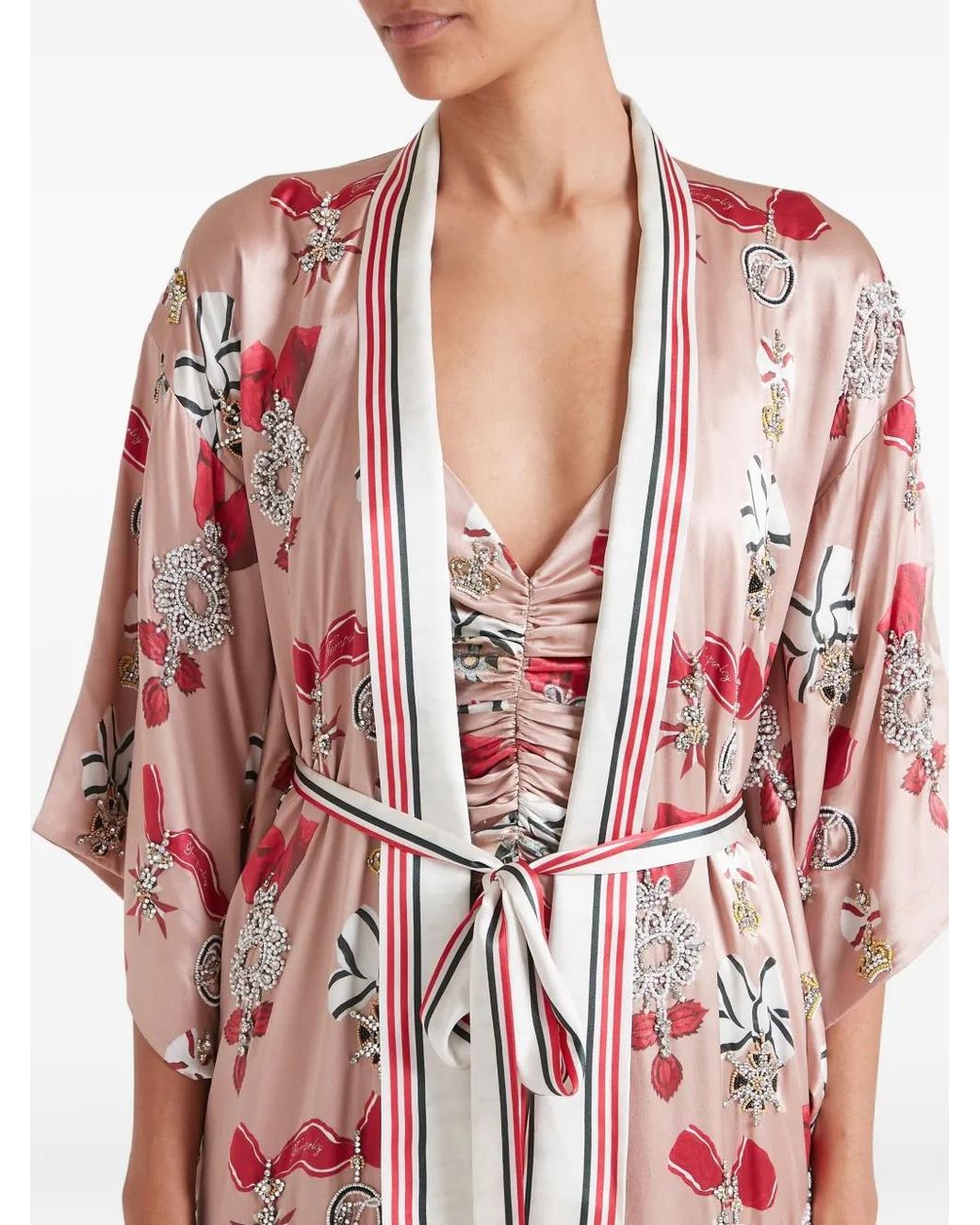 Temperley London Pink Floral-Print Silk Coat