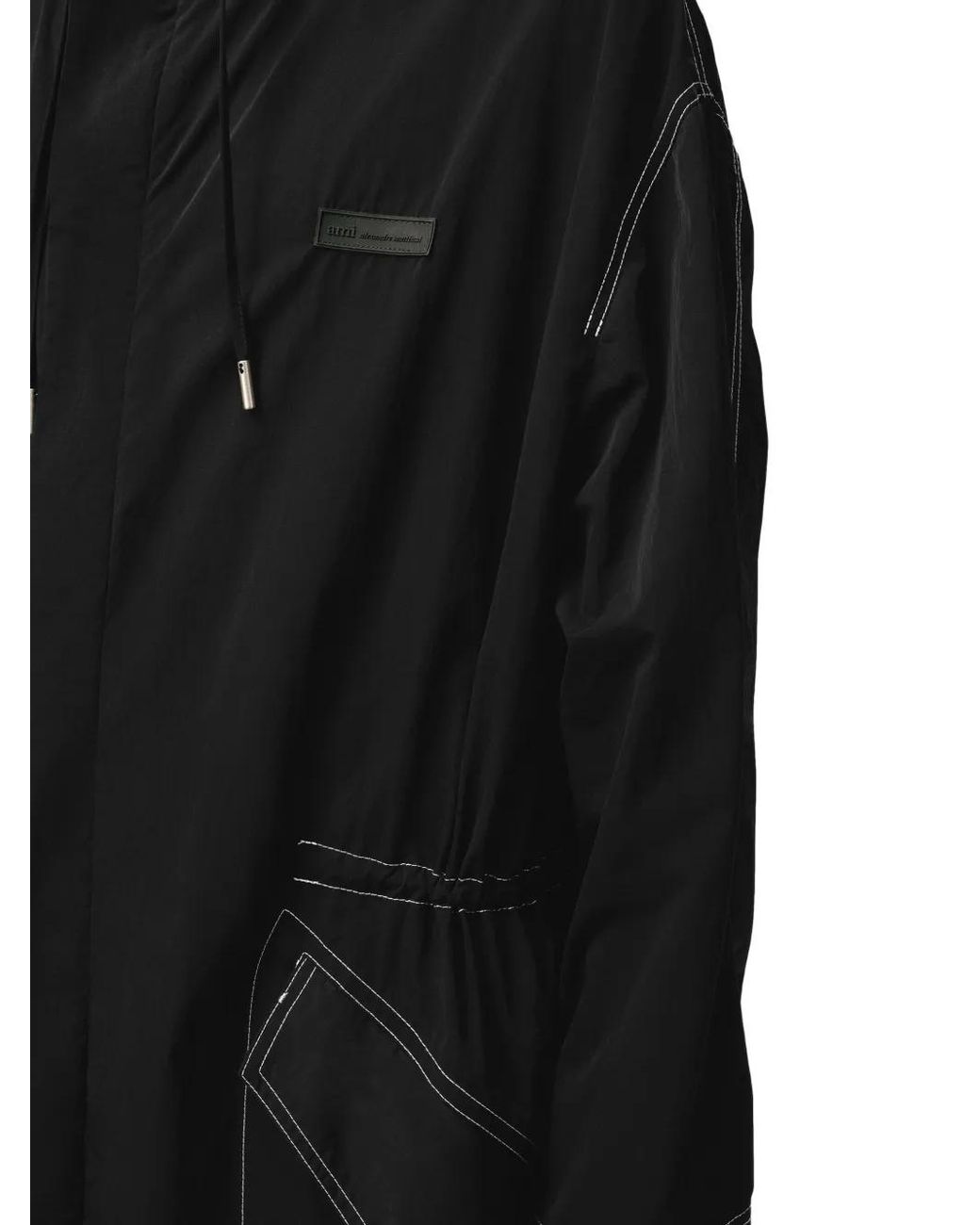 AMI Black Crinkled Long Parka