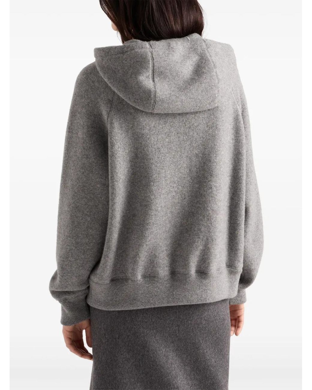 Cardigan Con Cappuccio di Prada in Gray