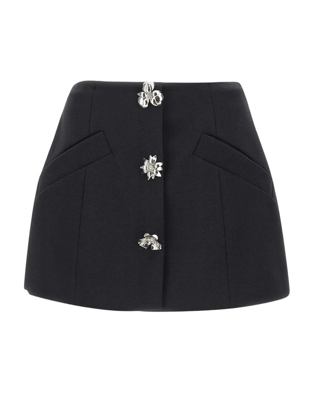 Blumarine Black Flower-Embellished Mini Skirt
