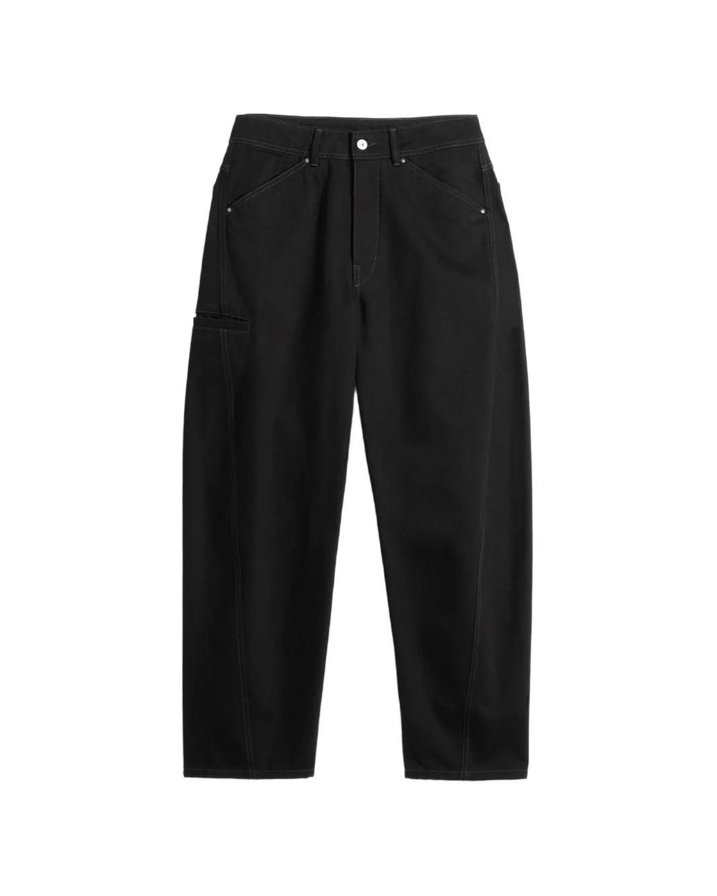 Lemaire Black Twisted Cotton Trousers for men