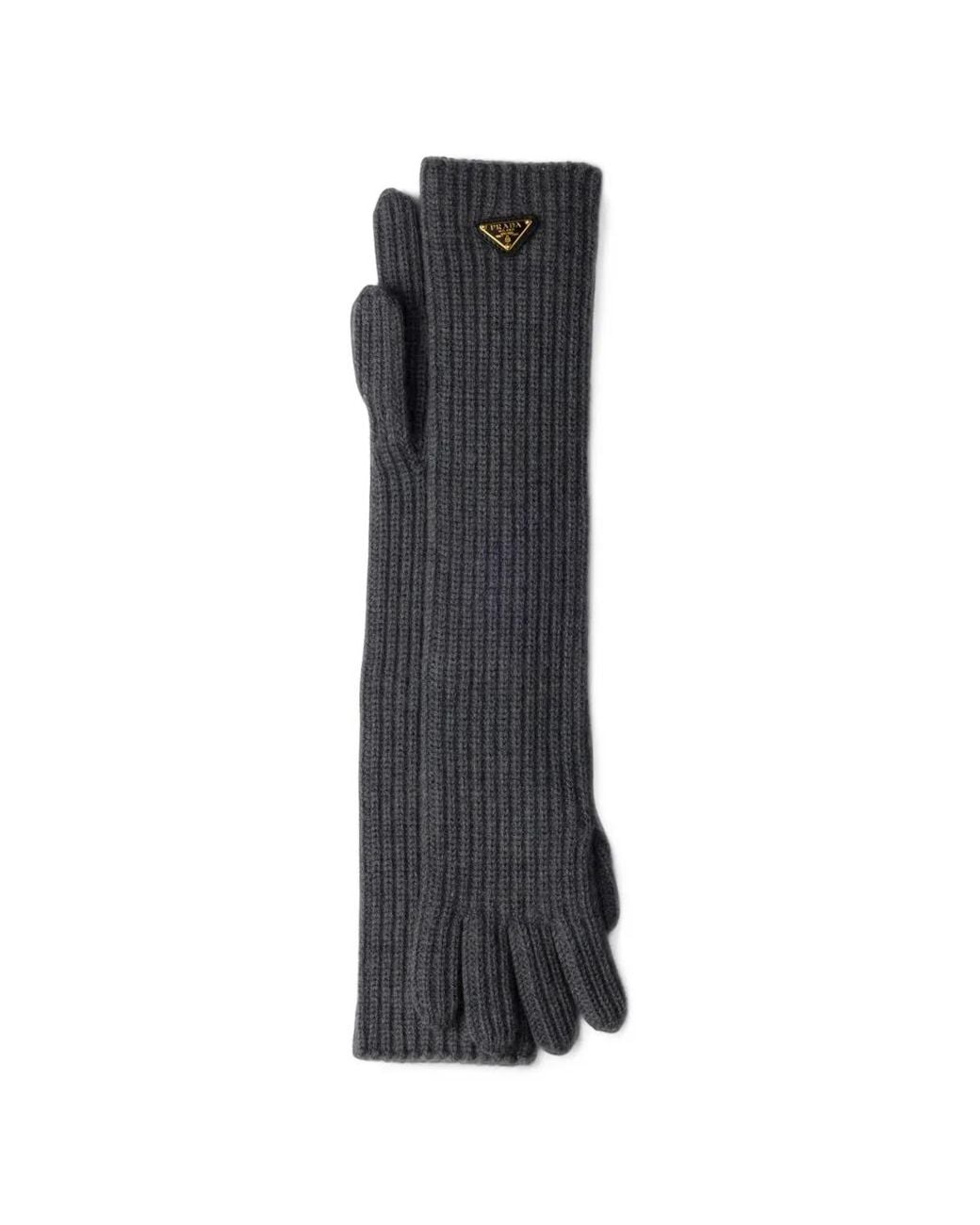 Prada Black Wool Knit Gloves